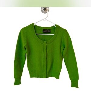 Tailor B Moss Women's Green Knit Angora Wool Snap Button Cardigan Sweater